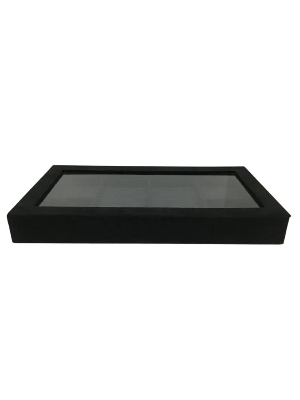 Black Velvet Divided Compartment Jewelry Storage Organizer Display Case